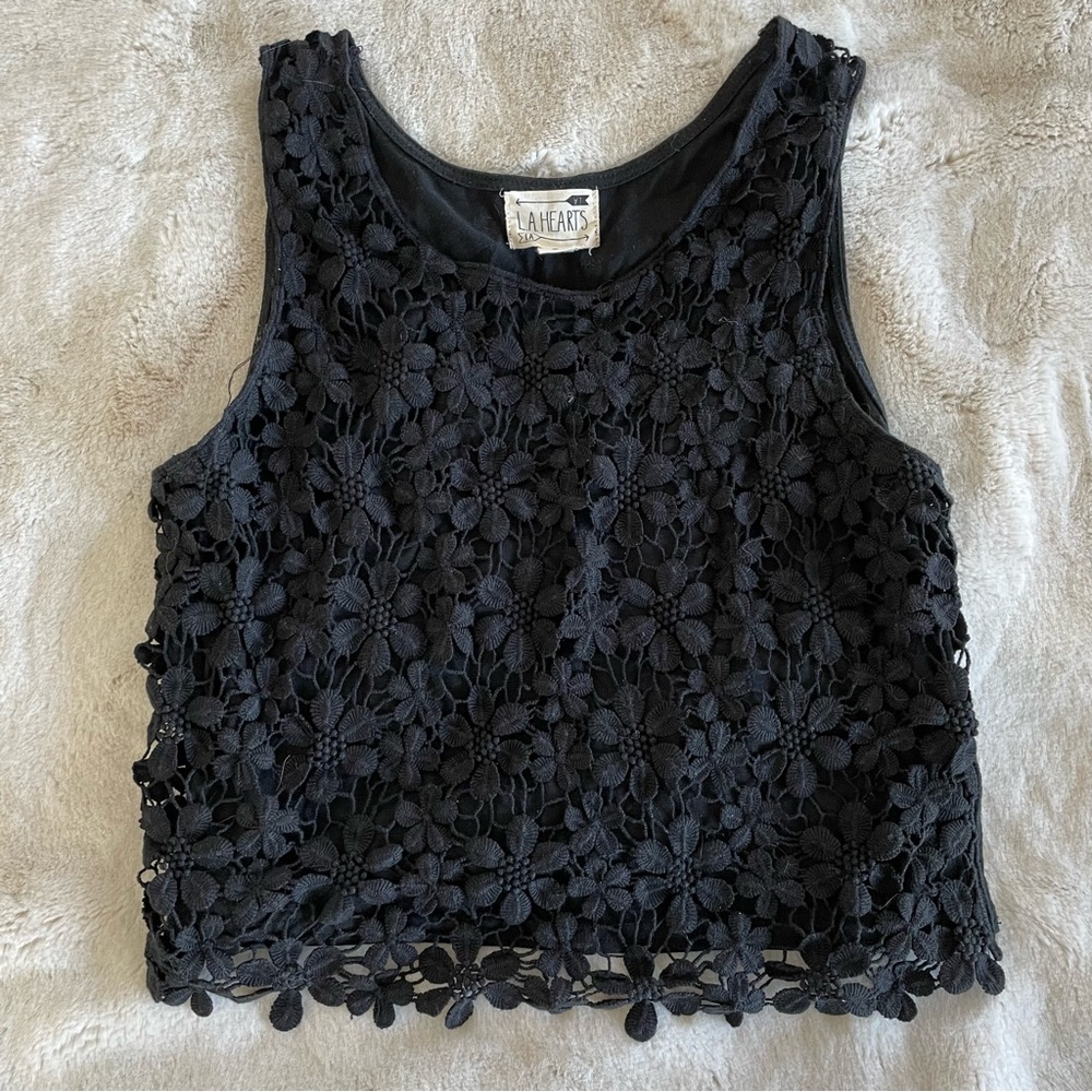 LA Hearts Crochet Crop Top